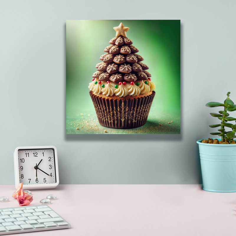 "Epic Graffiti" Christmas Tree Cupcake "par Rey Klimt, art mural, H 12 po x l 12 po