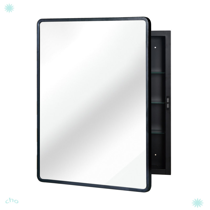 Armoire à miroir murale encastrée en métal, 29,92 po x 23,92 po x 5,25 po