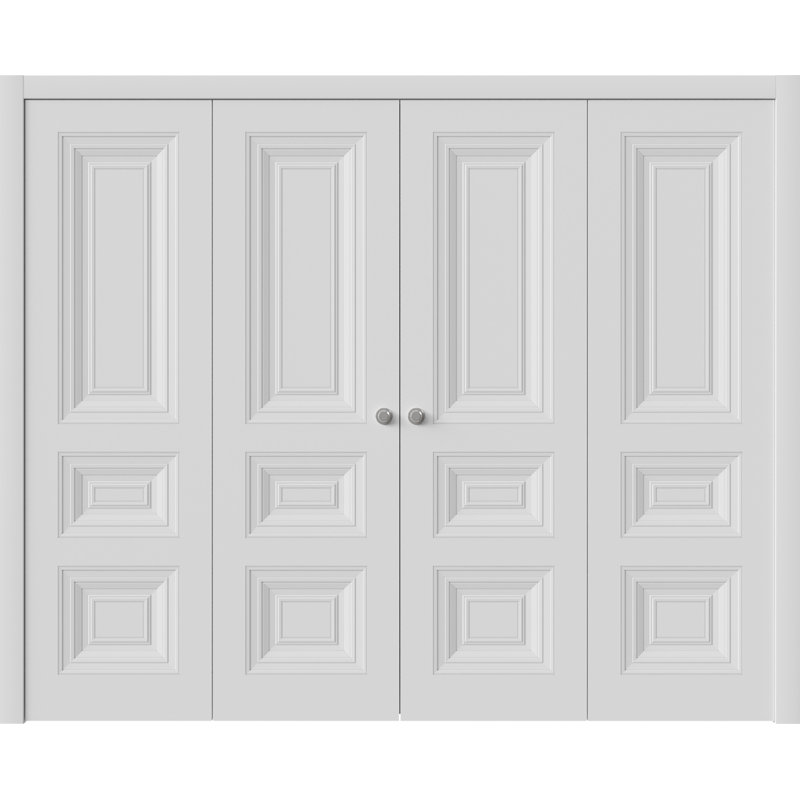 Portes coulissantes doubles pliantes | Blanc ESSENTIEL 1233 | Ensemble de quincaillerie pour moulures robustes | Portes de garde-robe de chambre en bois massif