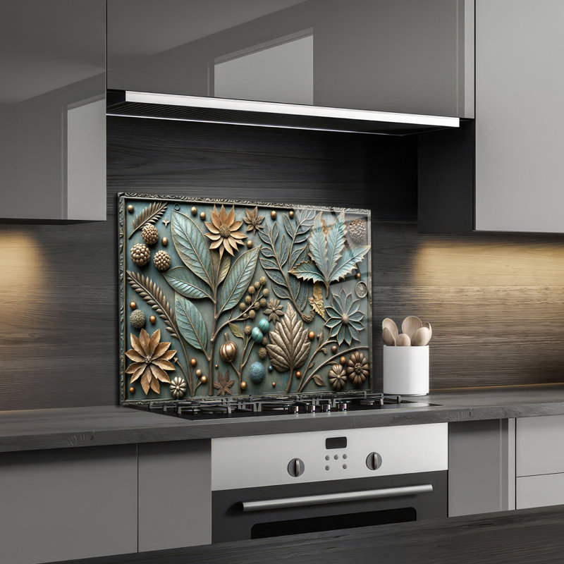 Nature's Harmony Tempered Glass Kitchen Backsplash Tile - Kitchen Wall Decor, 18" H x 30" W x 0.5" D