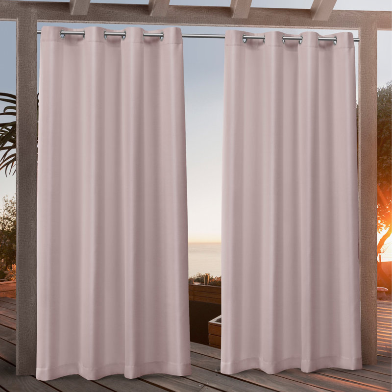 Nicole Miller Polyester Indoor/Outdoor Grommet Top Curtain Panel Pair (Set of 2), 54" W x 84" L, Blush