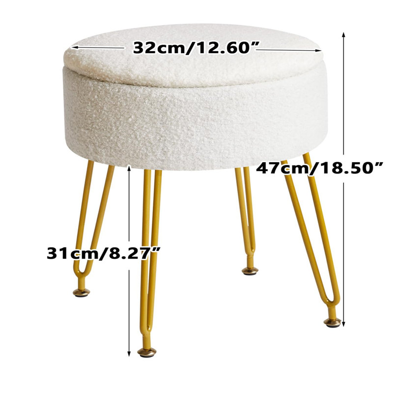Ahilan Metal Accent Stool, White