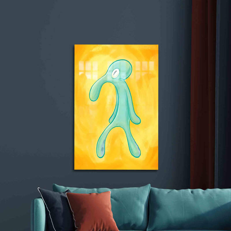 Impression abstraite de calmar sur verre trempé pour une décoration moderne avec une touche artistique unique | Rectangle