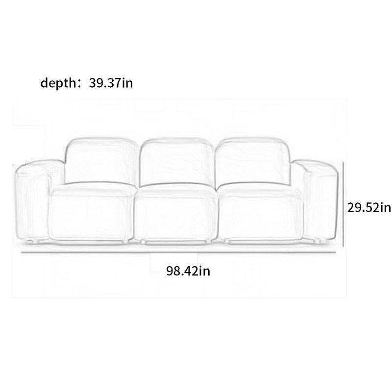 French ancient style retro Nordic simple sofa, 4, 29.52" H x 98.42" W x  39.27" D