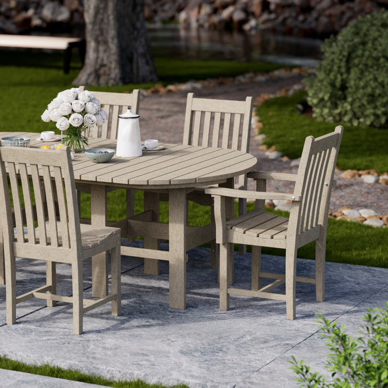 Classic 7-Piece 44" x 84" Dining Set, Weathered Wood
