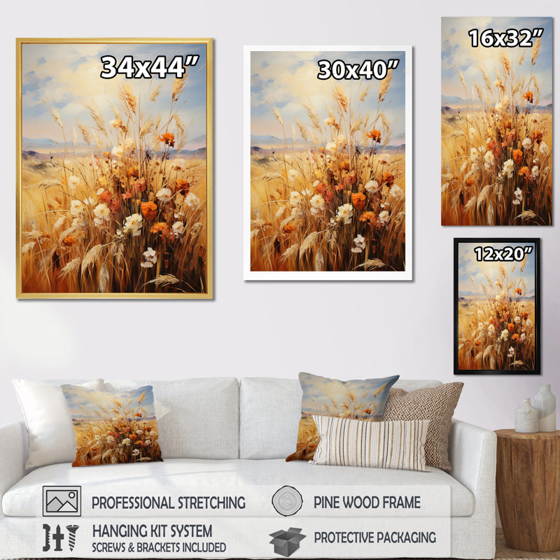 Harmonie naturelle et floraison, H 32 po x l 24 po x P 1 po, Cadre flottant blanc