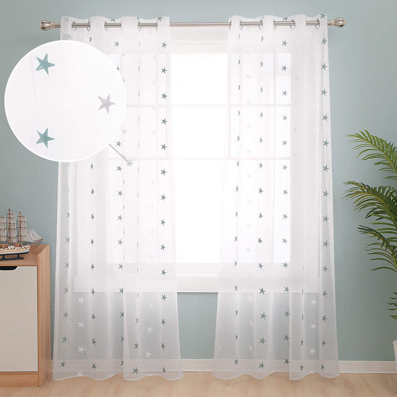 Eliga Tab Top Sheer Curtains, Width 140 x Drop 229cm, Blue