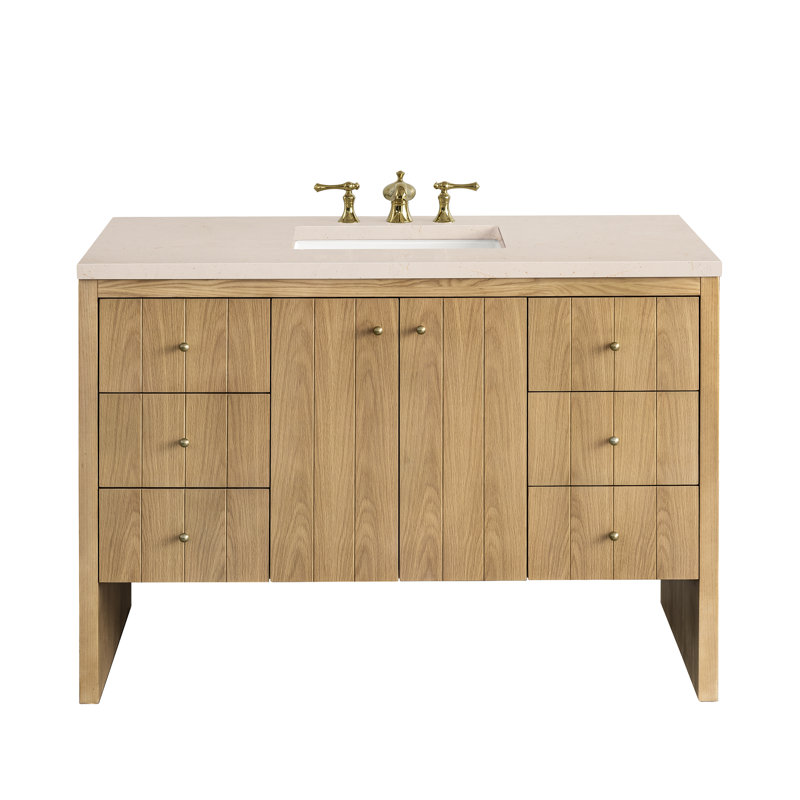 Hudson 48'' W Single Vanity, White Zeus, 8" Widespread, Light Natural Oak