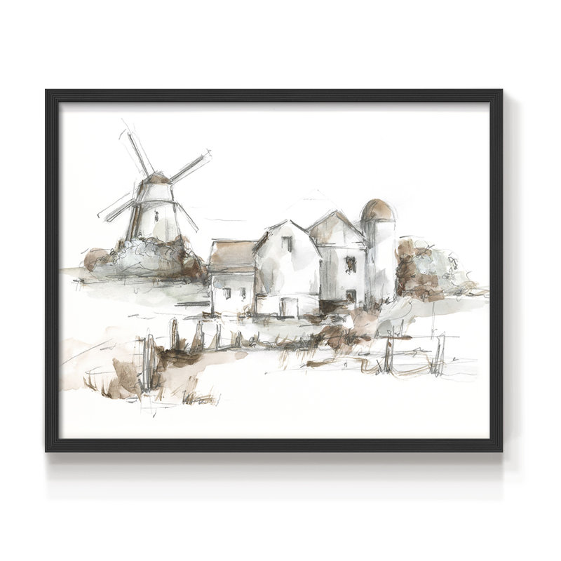 Old Mill Farm II -Framed Print - Restickable, H 8 po x l 10 po, Noir, noir, noir, noir
