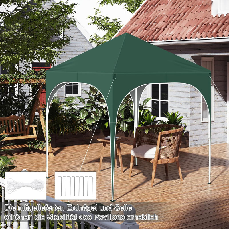 Gazebo, folding gazebo 2 x 2m, with 4 side walls, party tent water-repellent UV protection 50+, height-adjustable garden gazebo, with carrying bag, for outdoor garden camping