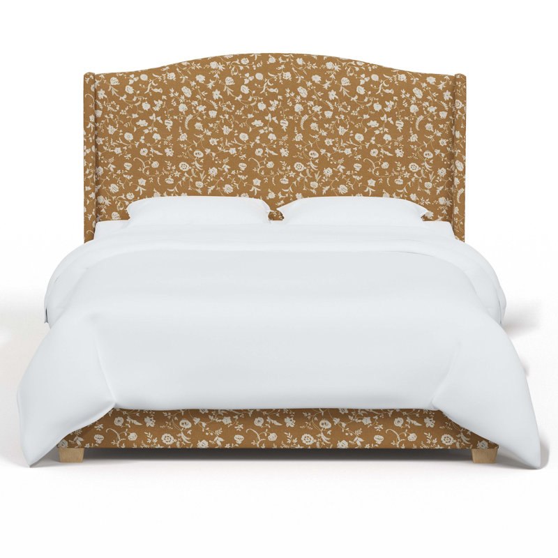 Lit tapissier standard bas Hagerman, Simple, Floral Robina ocre