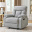 Fauteuil inclinable manuel berçant Juma, accoudoirs coussinés, chenille grise capitonnée