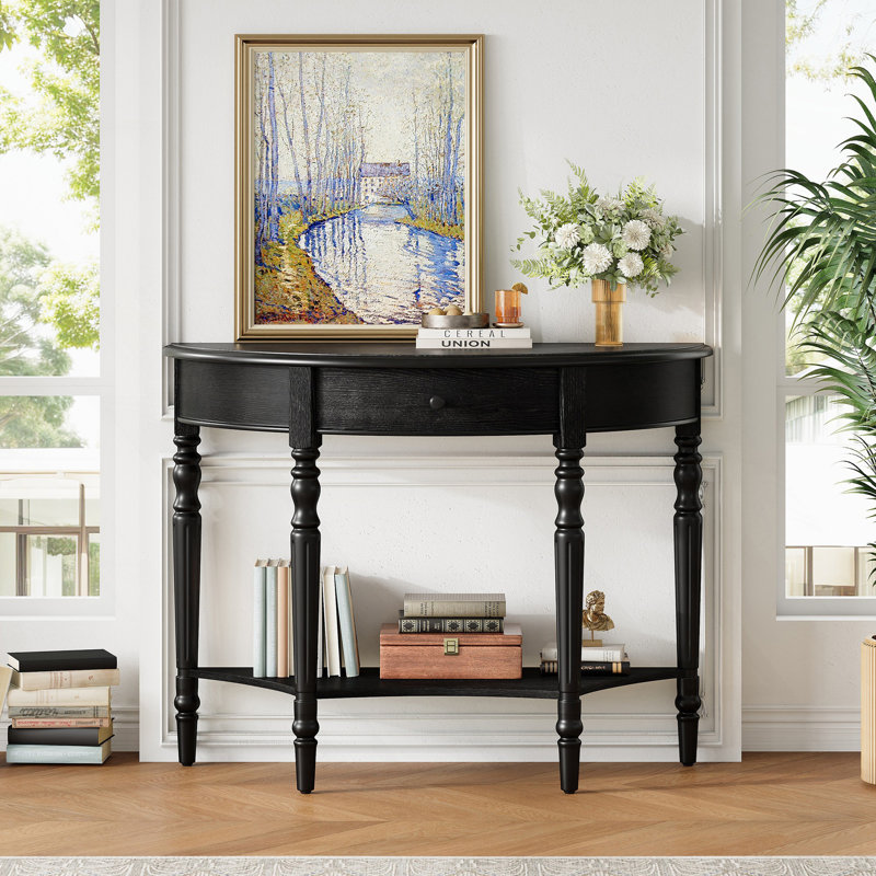 Console avec tiroir et tablette Farmhouse, Noir