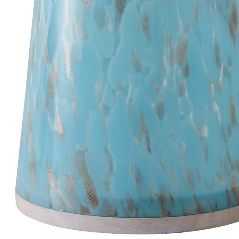 Glass and Wood Accent Table with Tapered Base and Modern Design