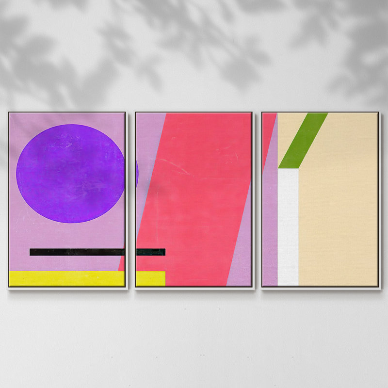 Color Composition I - Multi Piece Framed Canvas, 24" H x 48" W x 2" D, White