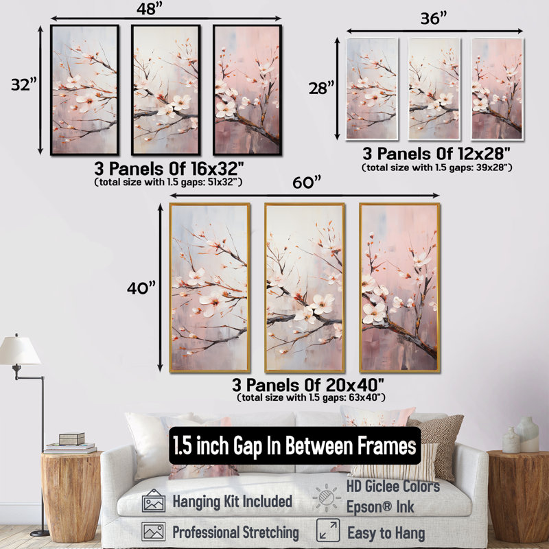 Rose et blanc, charmantes fleurs printanières - fleurs, art mural, Cadre flottant noir, H 28 po x l 36 po x P 1 po