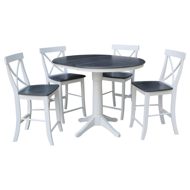 Ensemble de salle à manger Chiani, Blanc / blanc / blanc, 5