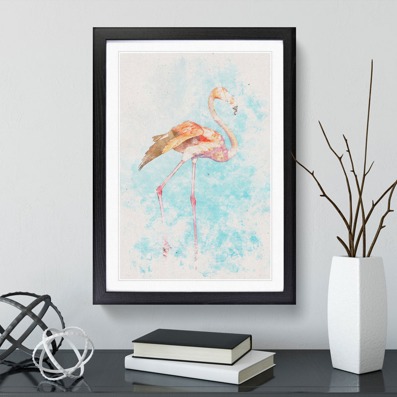 Flamingo Bird Watercolour - Framed Print, Black Framed, 87cm H x 62cm W x 2cm D