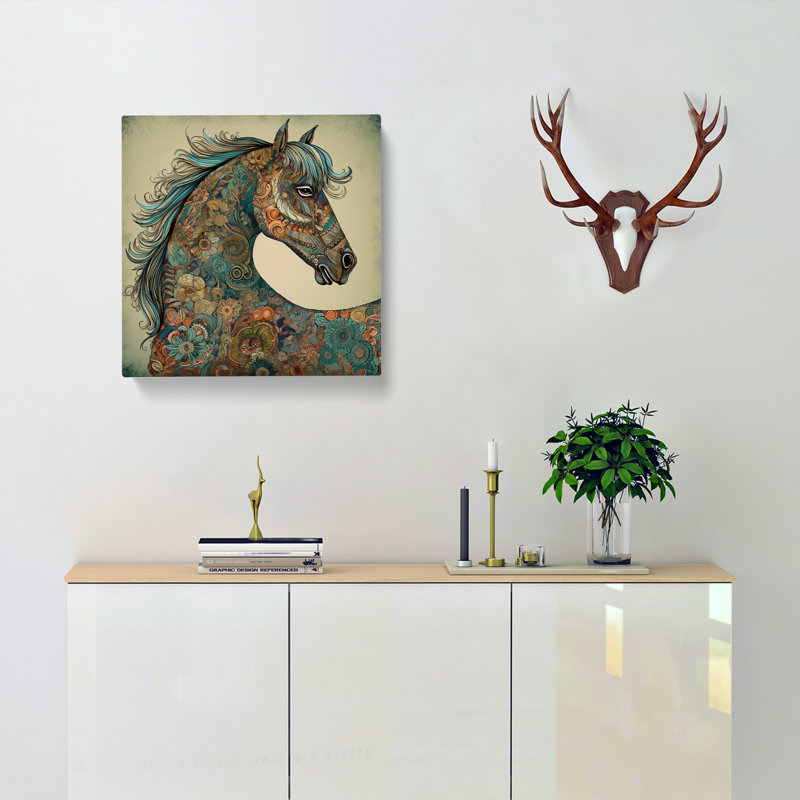 Horse Paisley No.4 - Wrapped Canvas