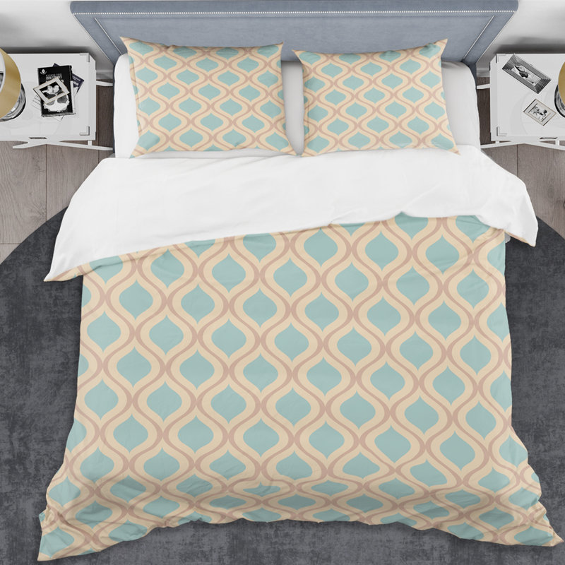 Ensemble de housse de couette abstraite en v mid-century abstract, Housse de couette très grand + 2 taies décoratives