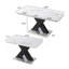 Table de salle à manger rectangulaire extensible moderne, plateau en imitation marbre blanc et piètement en MDF noir en forme de X-1530643075