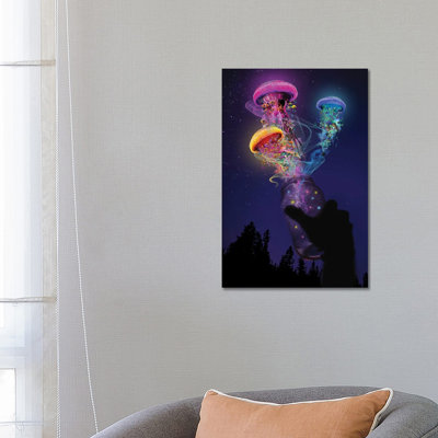 Jellyfish Out Of A Jar by David Loblaw - Wrapped Canvas Print