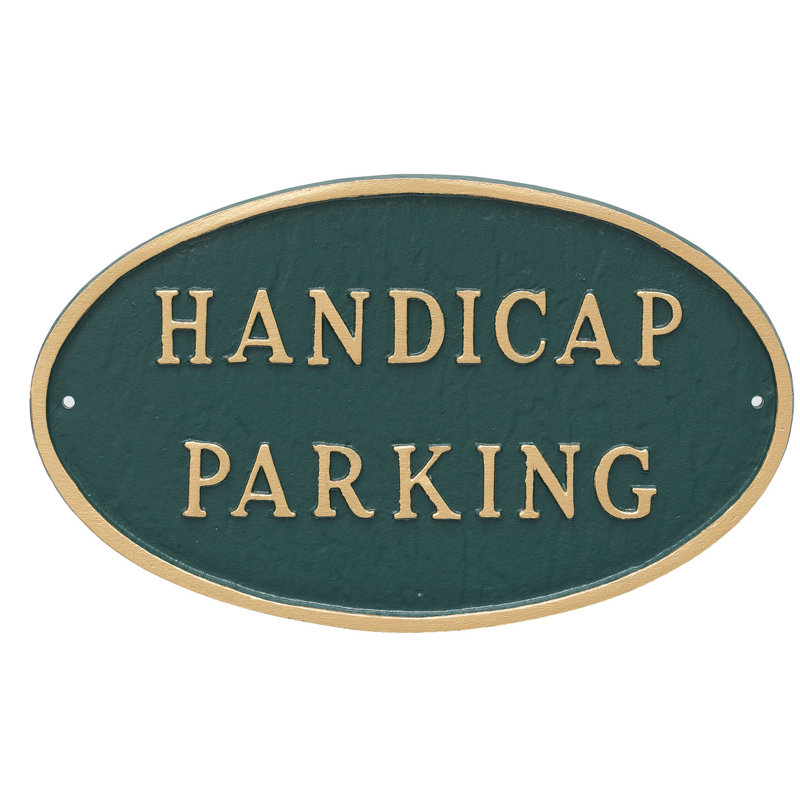 Handicap Parking Statement Garden Plaque, Hunter Green/Gold, 6" H x 9" W x 0.25" D