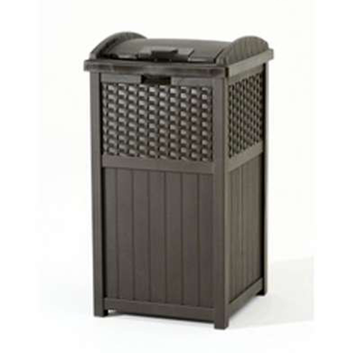 Suncast Resin Wicker Hideaway Trash Container, Brown