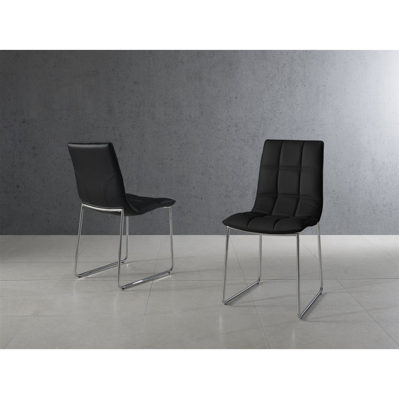 Chaise d'appoint en cuir Leandro, Noir, noir, noir, noir
