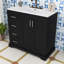 Meuble-lavabo en bois avec lavabo, 3 tiroirs et tablette réglable-659637499