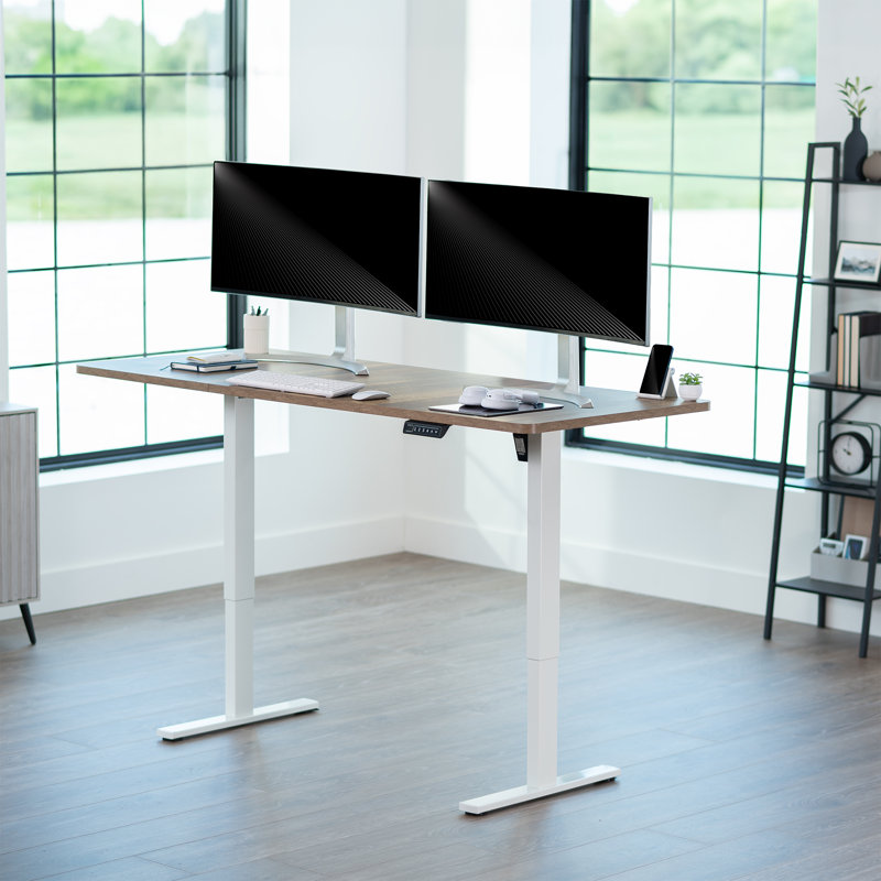 Bureau debout électrique Vivo, L 70,9 po, Blanc, Bois recyclé