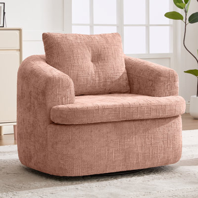 Fauteuil d'appoint pivotant à 360 ° 360 ° avec coussin à deux couches pour le salon, la chambre à coucher, le bureau et l'hôtel, rose