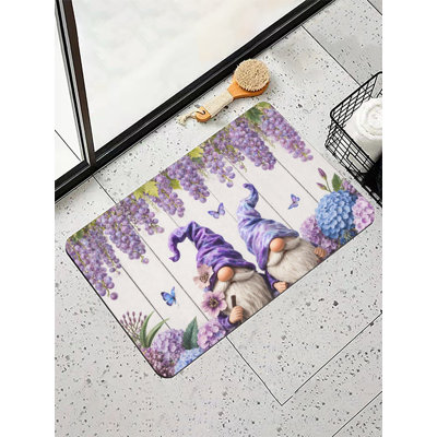 Purple Gnomes and Grapes Bath Mat, 16 x 24 inch