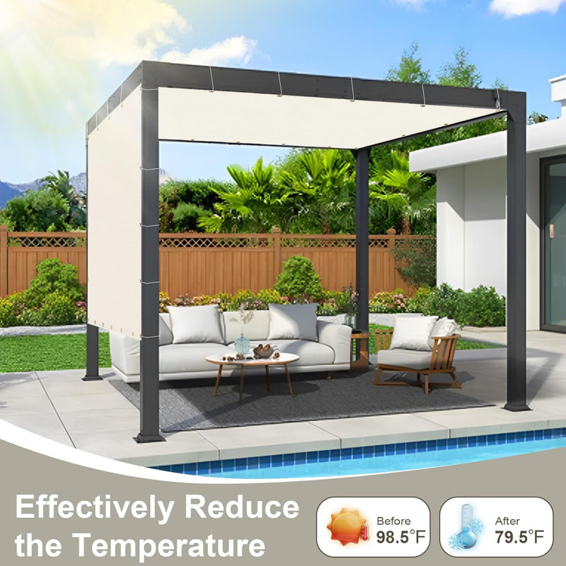 LOVE STORY Pergola Shade Cover Shade Cloth, Cream, 72" H x 192" W x 2.7" D