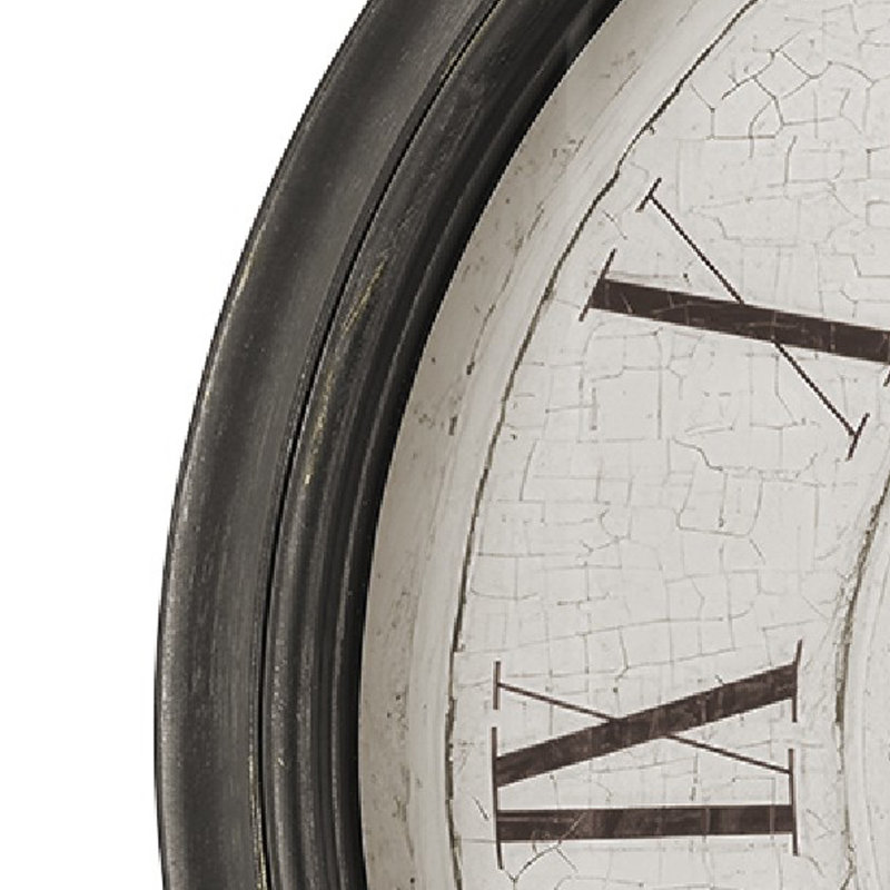 Horloge murale ronde surdimensionnée 30 pouces Timy, chiffres romains, cadre brun rétro