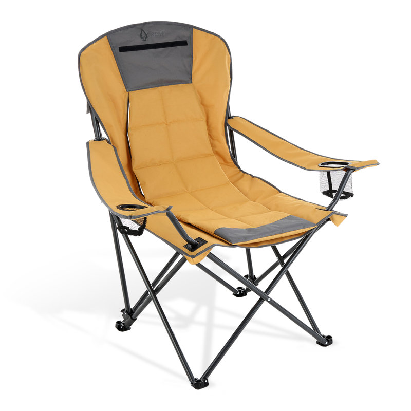 Chaise de camping pliante convertible 2 en 1 avec coussin, Brun clair
