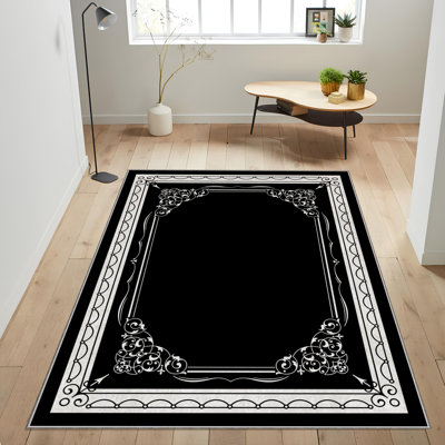 Stylish Woven Area Rug, 4.6 x 7.2 Feet, 100% Polyester, 740 g/m² | Non-Slip Felt Dot Underside, Easy to Clean, Machine Washable at 86°F | Perfect for Living Room, Bedroom, and Dining Areas, Durable & Elegant Design