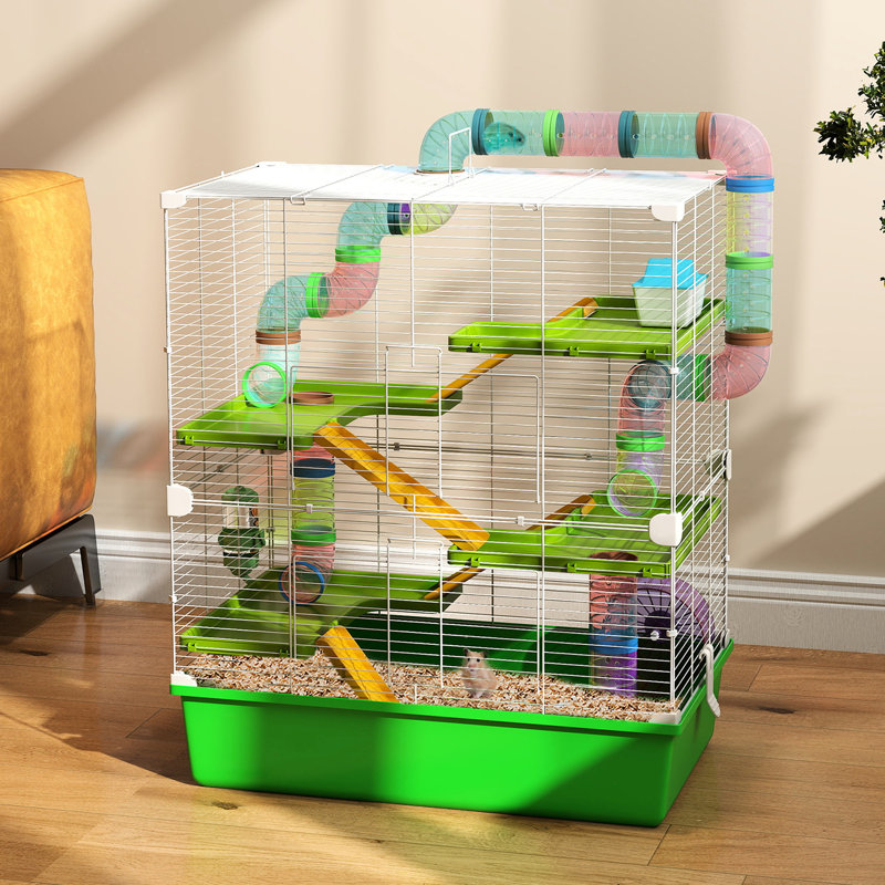 Extra Large Hamster Cage 23" - 5 Tier, Tubes, Tunnels, Portable, With Exercise Wheel Playhouse Portable