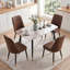 Ensemble de table de salle à manger en marbre pour 4, table de salle à manger moderne 5 pièces avec chaises en tissu de suède, ensemble de table de cuisine minimaliste pour appartement et petits espaces