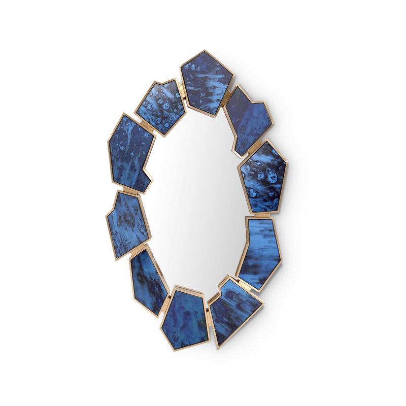 Lucas Novelty Brass Wall Mirror, Antique Midnight Blue