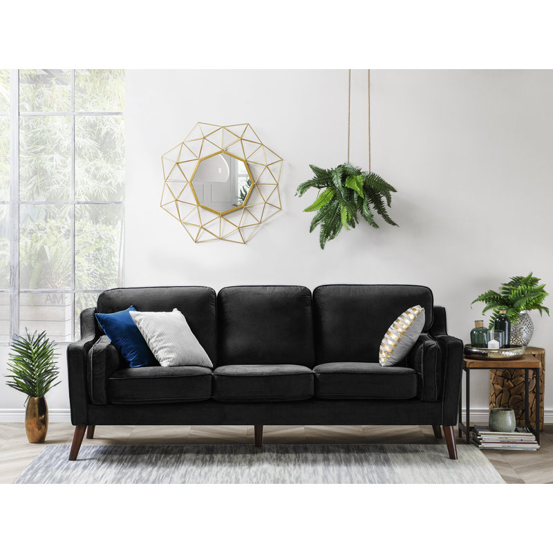 Forsyth 3 Seater Velvet Sofa, Black