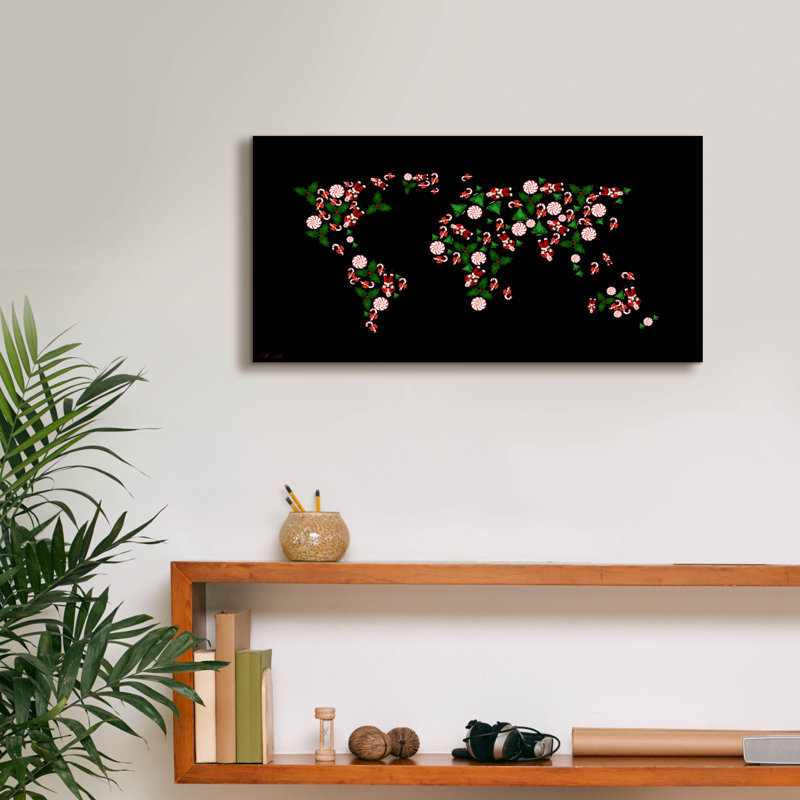 «Christmas Map» par Mark Ashkenazi, art mural sur toile, H 12 po x l 24 po x P 0,75 po
