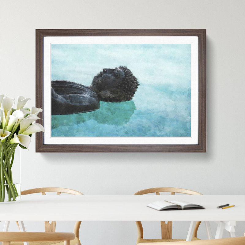 Buddha Statue Vol.9 - Picture Frame Painting, 36cm H x 48cm W x 2cm D, Walnut Framed