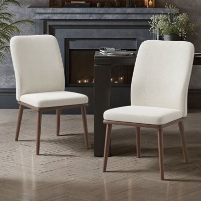 Modern Upholstered Dining Chairs, Fabric High Back Dining Room Chairs with Padded Seat & Solid Wood Legs, Armless Kitchen Side Chairs for Home Restaurant Cafe
