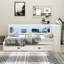 Lit de jour en bois pleine grandeur avec tablettes de rangement, USB, DEL et lit gigogne-1315245695-1315245690-1315245694