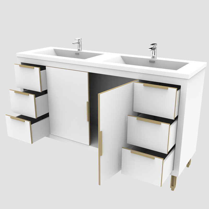 59.13'' Double Bathroom Vanity with Acrylic Top