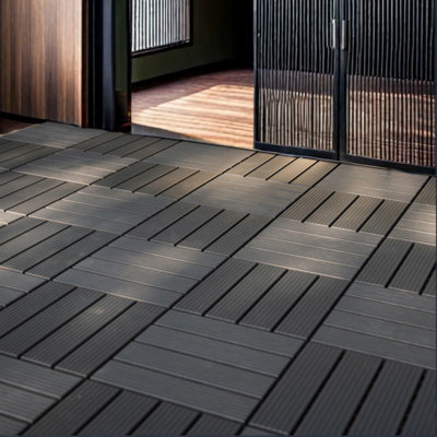 44 Pack 12X12 Square Waterproof Outdoor Deck Tiles - Interlocking, All-Weather, Slip-Resistant, Easy-Assembly Patio Decking For Poolside, Balcony, Backyard