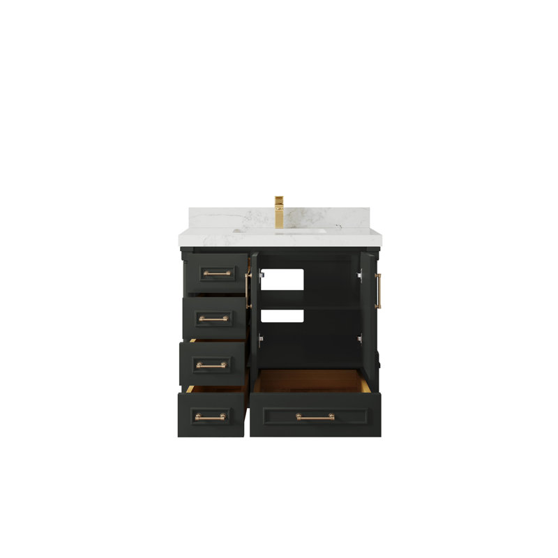 Aberdeen 36'' Single Bathroom Vanity with Top, Calacatta Nuvo