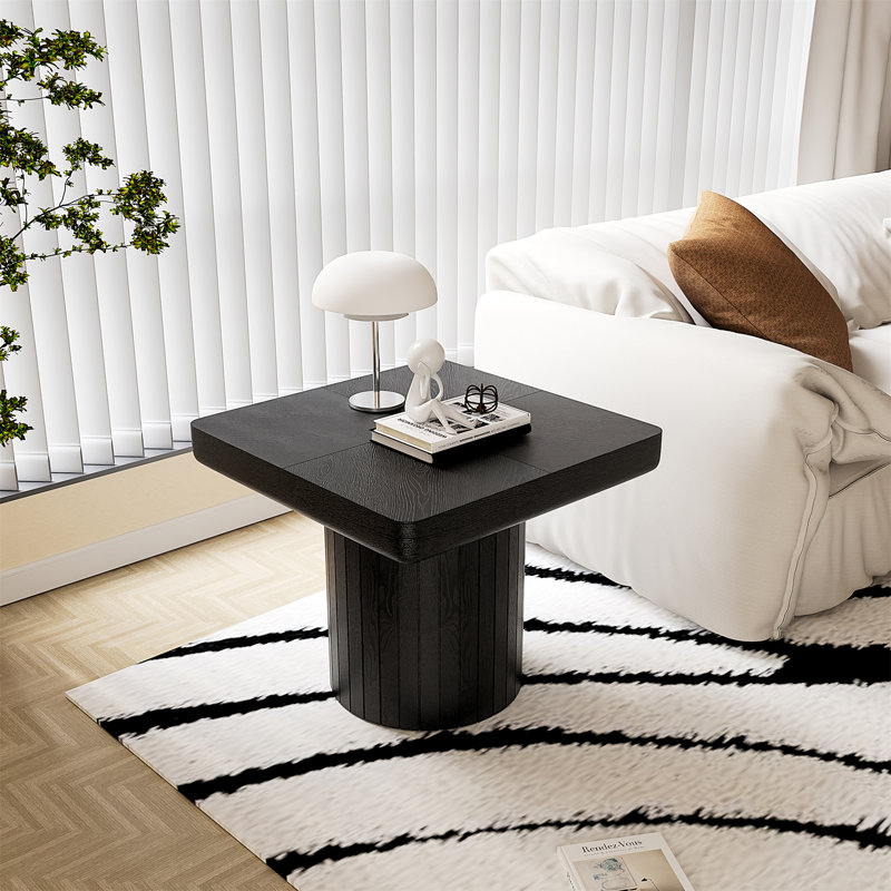 Table de bout moderne en placage de bois massif de 23,6 po (table basse incluse seulement)