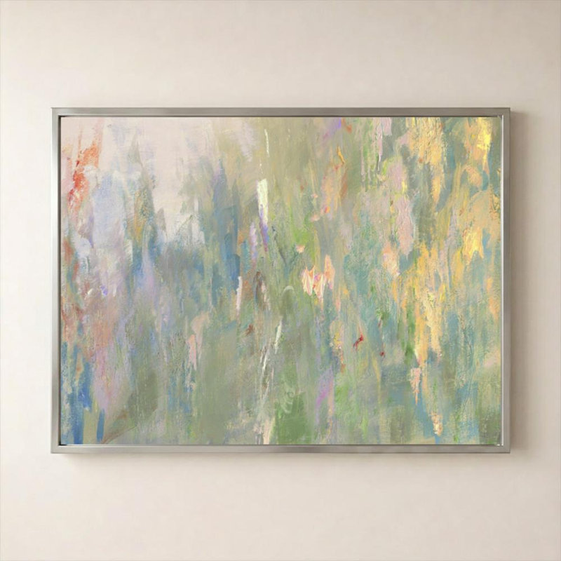 «Summer in Normandy» par Sally Swatland - Impression sur toile, Cadre plat flottant, Argent, H 36 po x l 48 po